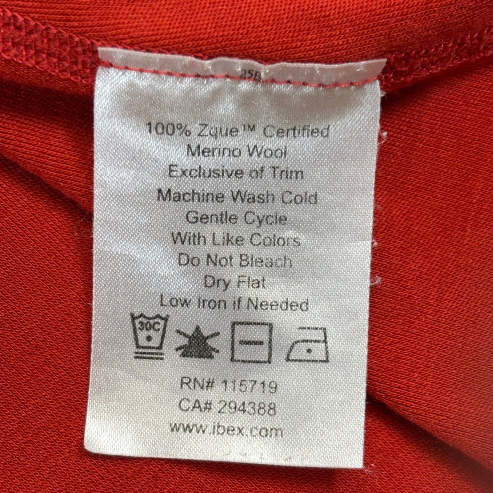 Ibex Womens Large 100% Merino Wool Quarter Zip Red Base Layer Hiking Pullover - Picture 10 of 11